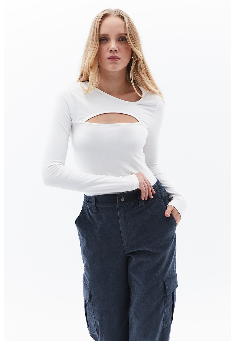 Bluza cu decupaje - Crem -