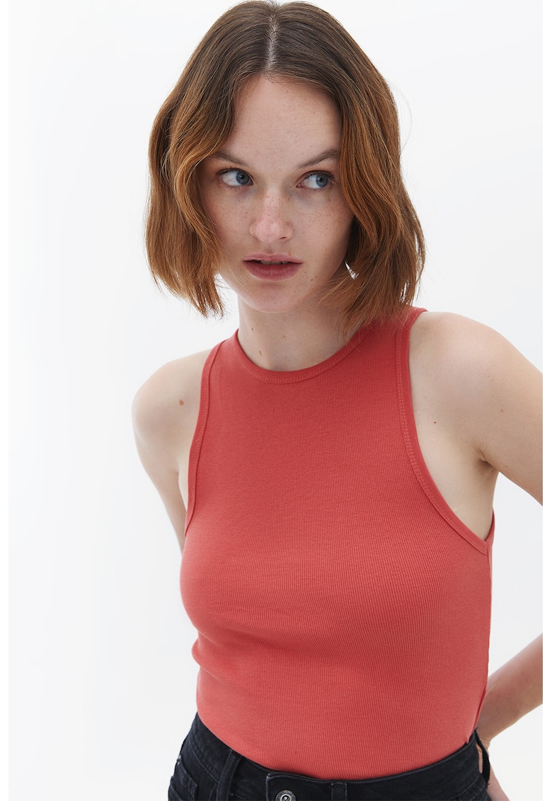 Top crop din amestec de bumbac - Coral