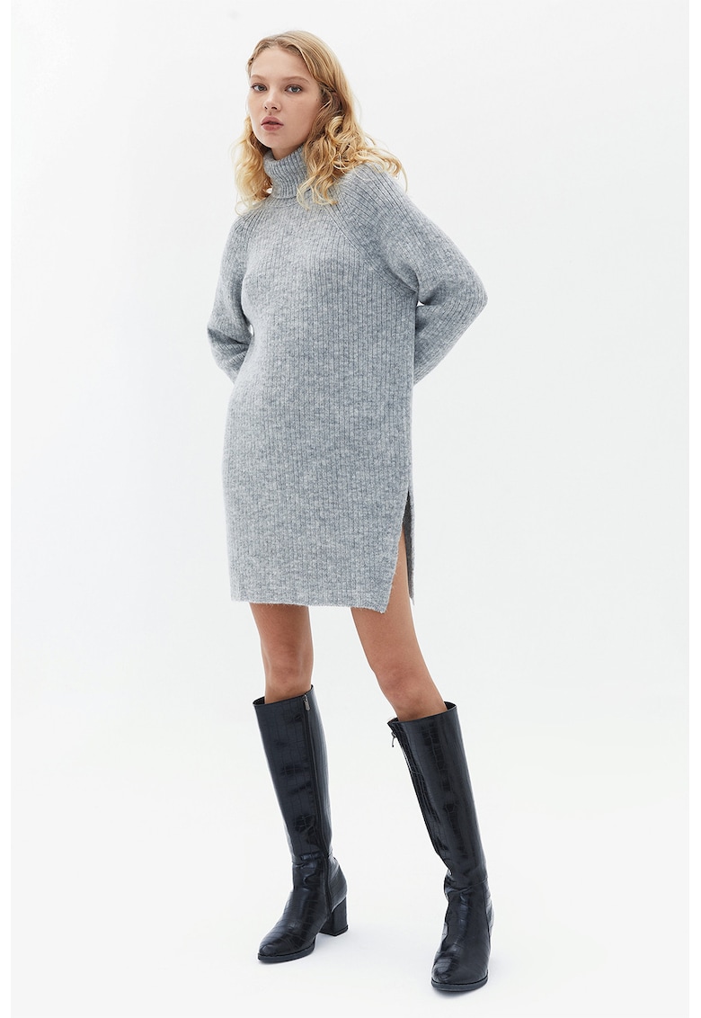 Pulover din amestec de lana cu guler inalt