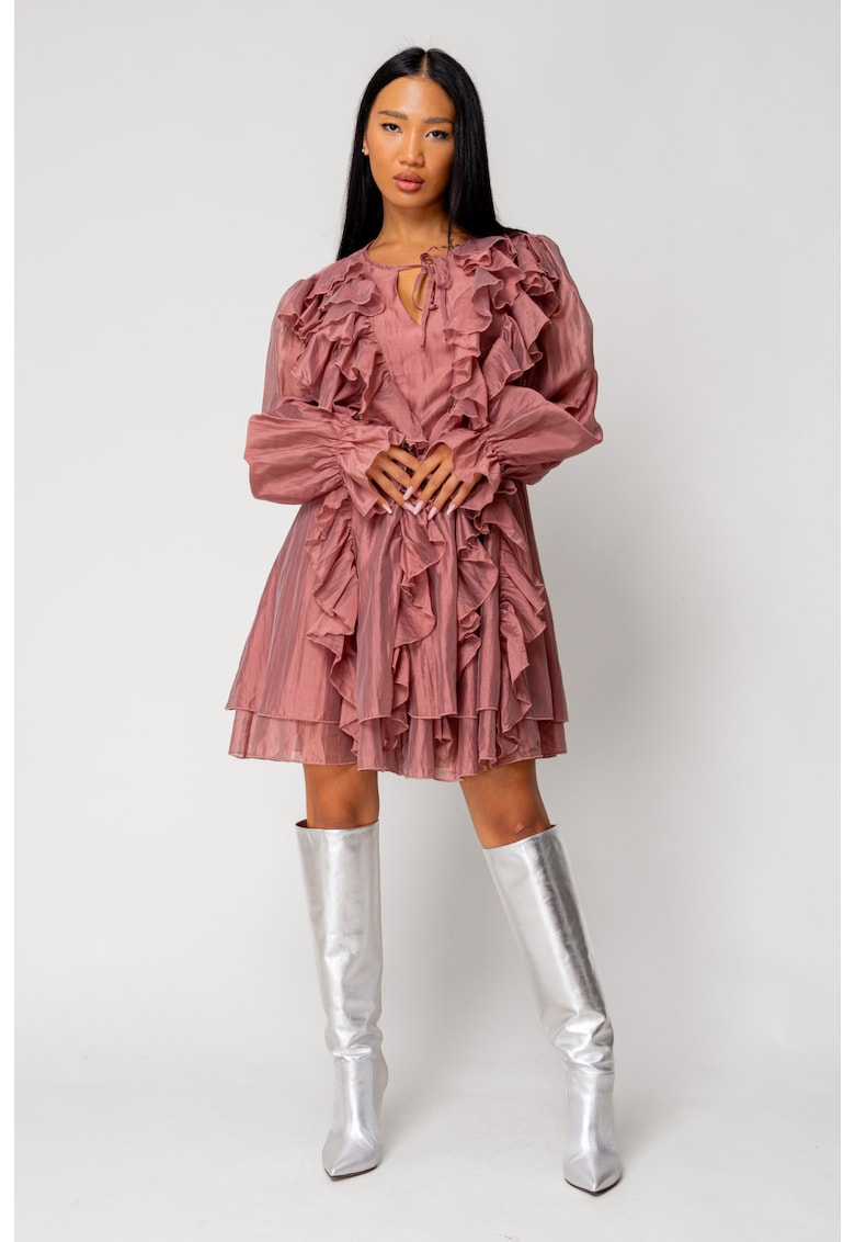 Rochie scurta cu volane Rose Quartz 18027