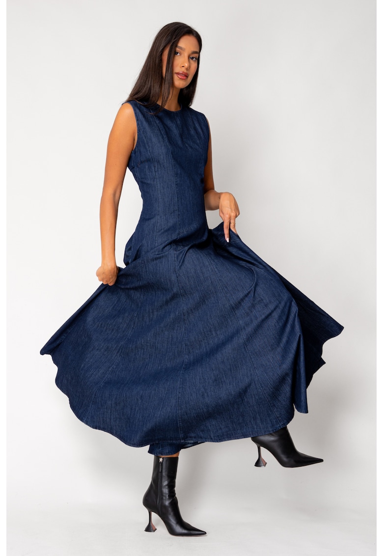 Rochie denim cu buzunare Dark Blue 18042