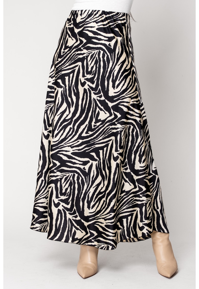 Fusta lunga Print Beige/Black 18103 - Negru/Bej