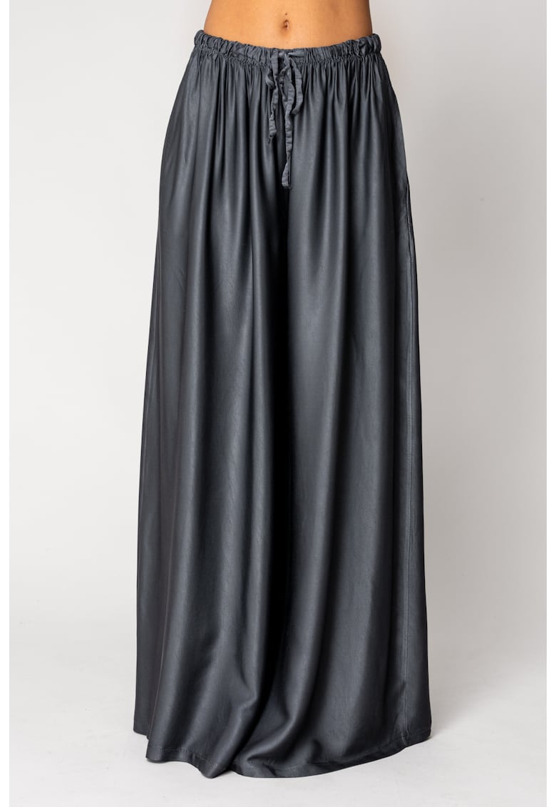 Pantaloni lung din mix de matase Grey Anthracite 18040 - Gri cenusiu