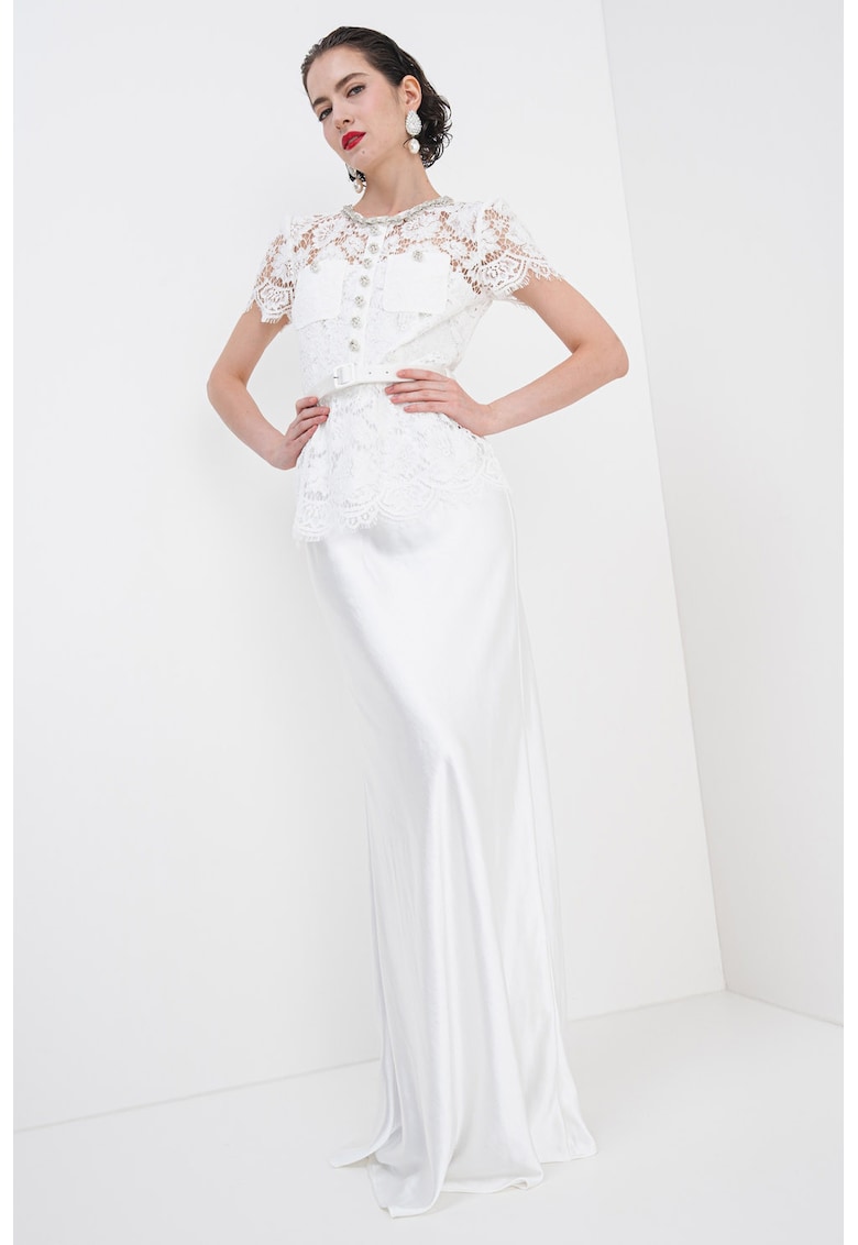 Rochie lunga cu model 2in1 si dantela florala