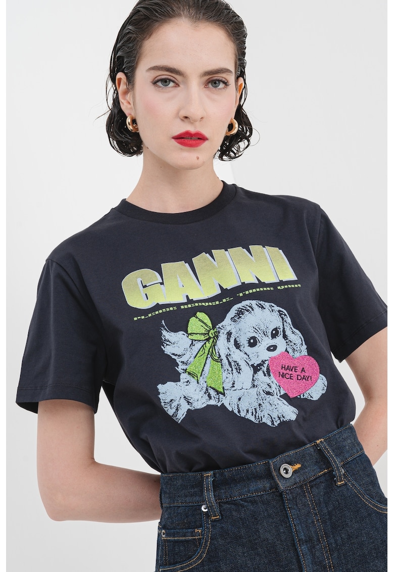 Tricou de bumbac cu imprimeu grafic Tricou de bumbac cu imprimeu grafic