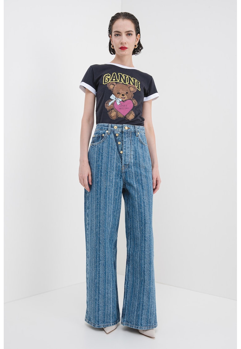 Tricou de bumbac cu imprimeu cu ursulet