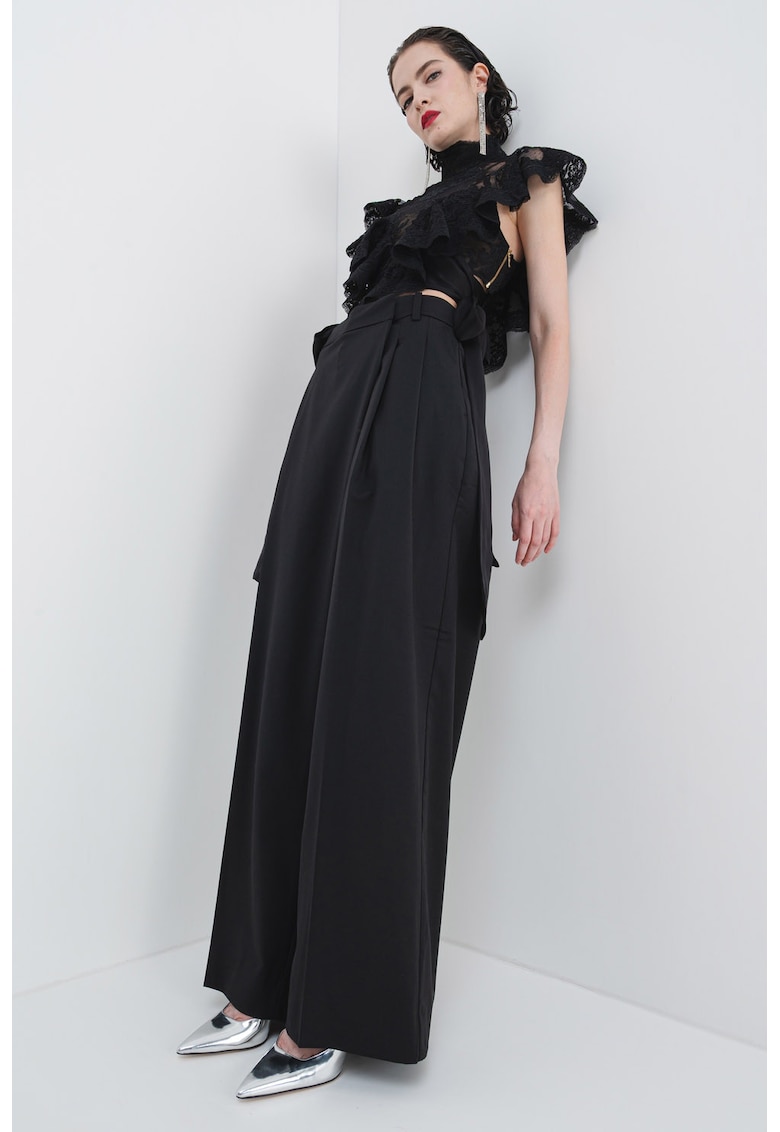 Pantaloni culotte din amestec de lana