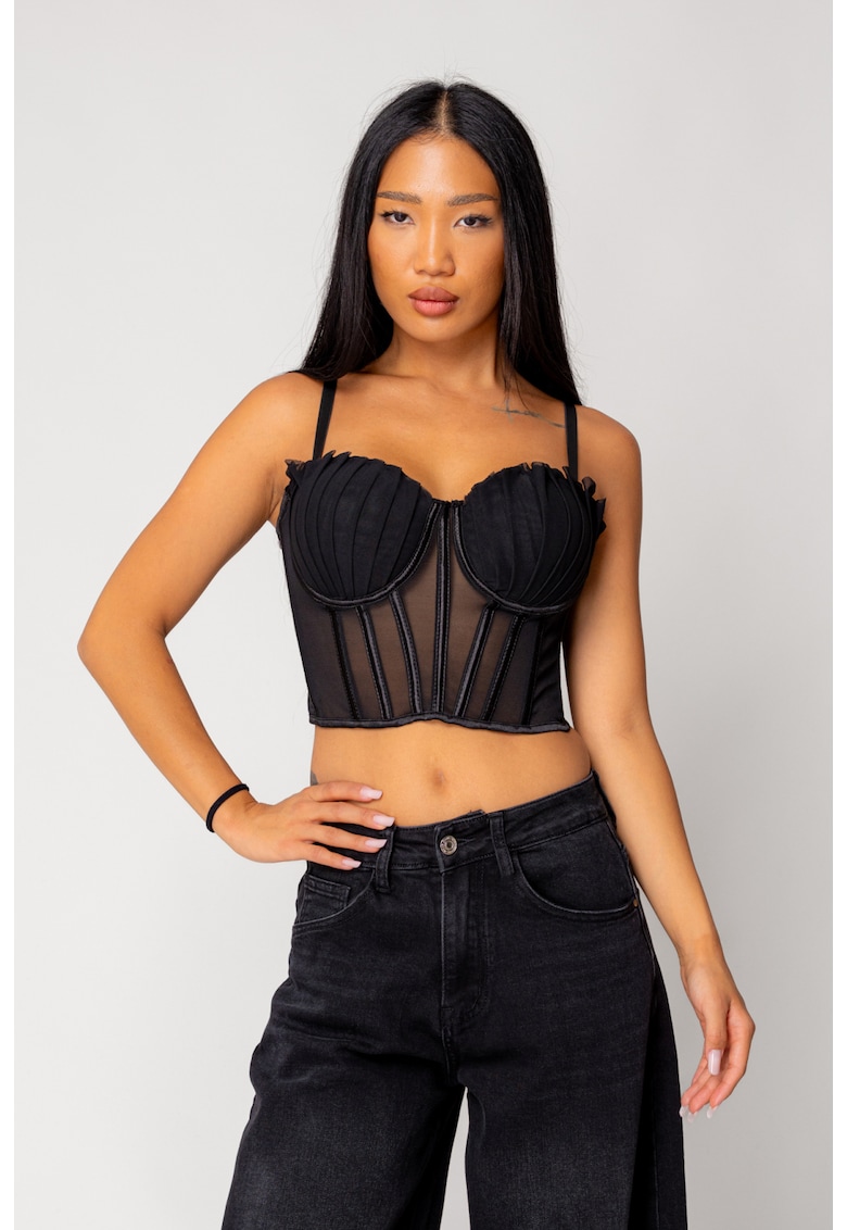 Top stil corset cu bretele Black 18314