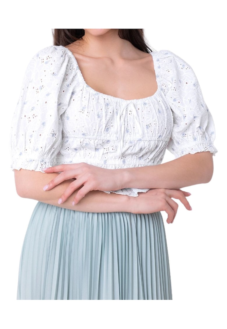 Bluza cu fronseuri si motive florale Lulu -