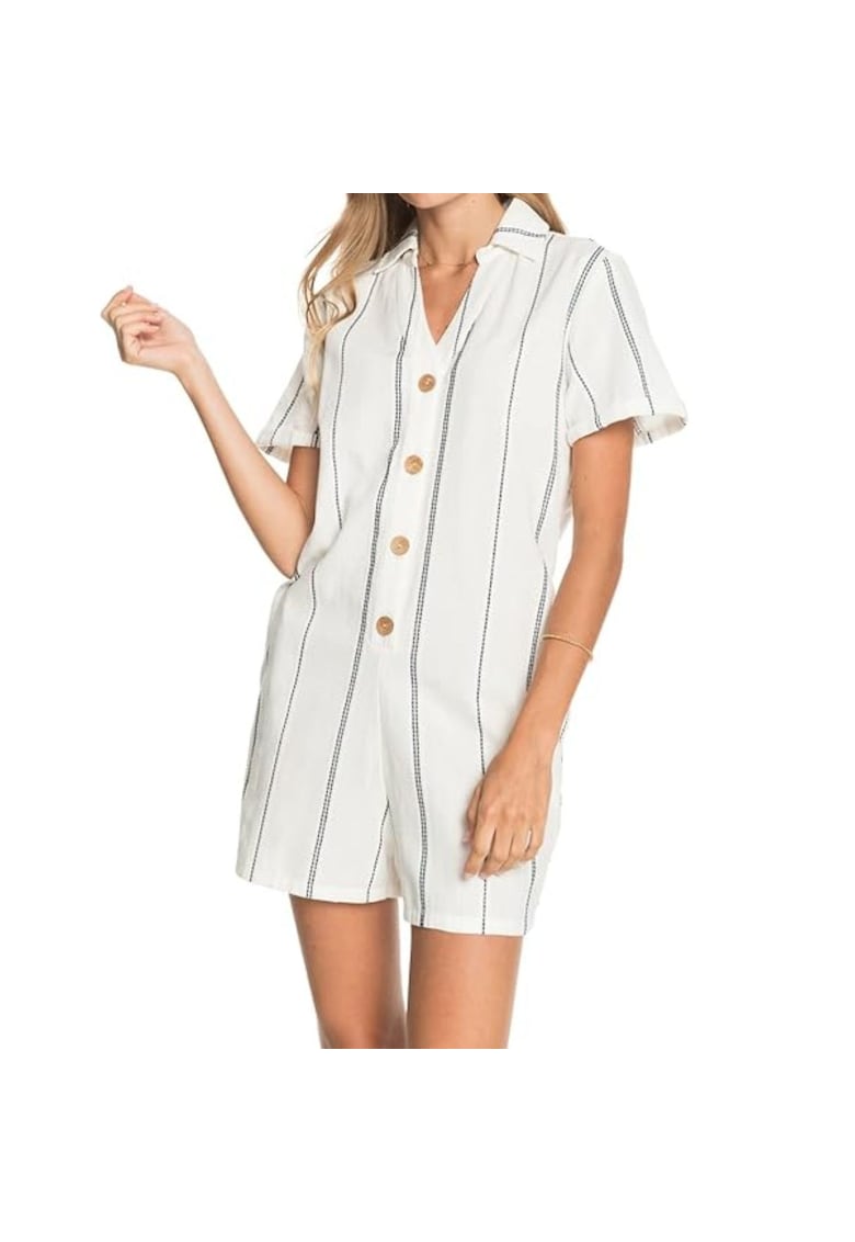 Kombinezon alb - scurt - cu decolteu in s - pentru femei