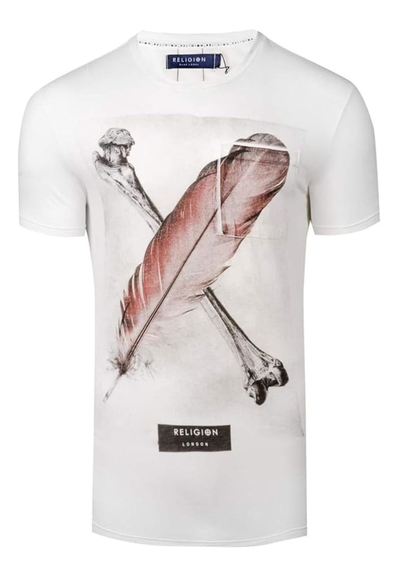 Tricou cu imprimeu supradimensionat Cross Feather -