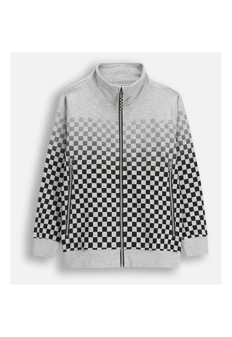 Bluza de trening cu model text si gingham