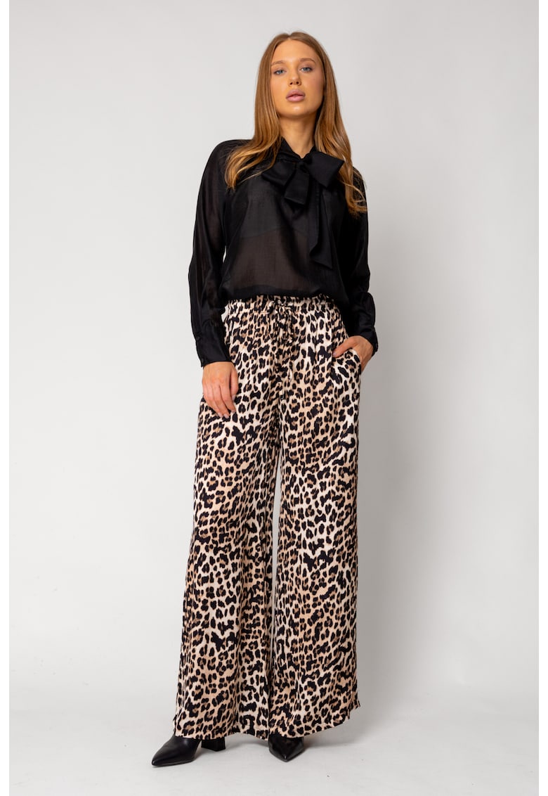Pantaloni Lung Animal Print Cream/Black 18277