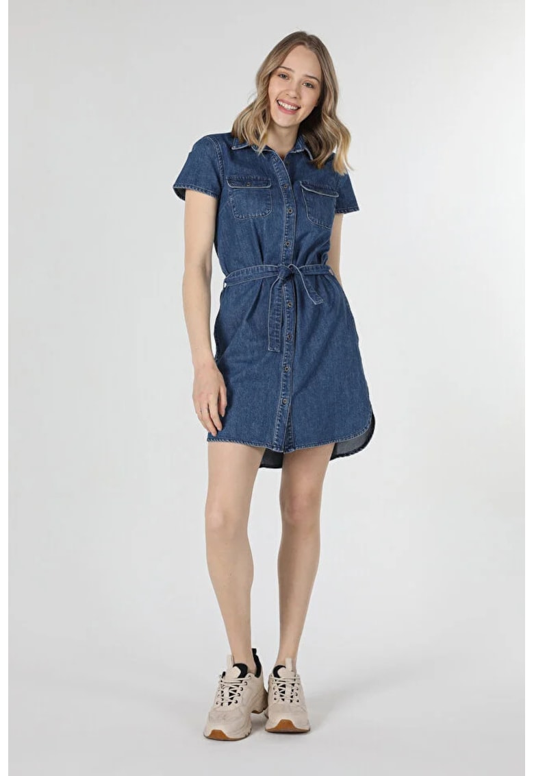 Rochie mini evazata din denim
