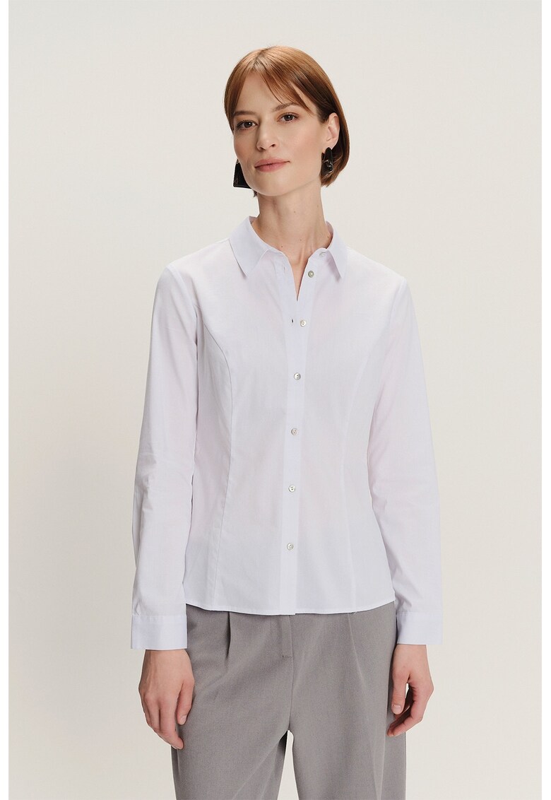 Camasa slim fit din amestec de bumbac - Alb optic