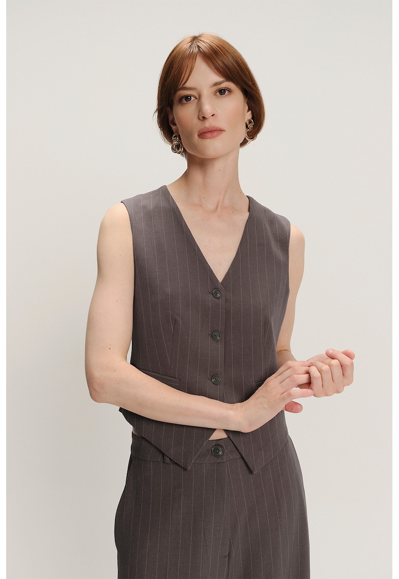 Sacou fara maneci cu model in dungi