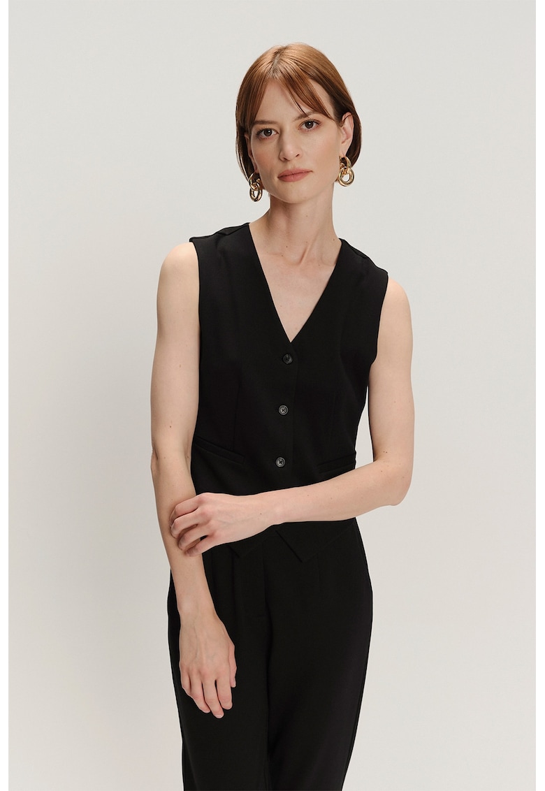 Sacou fara maneci cu model uni si nasturi