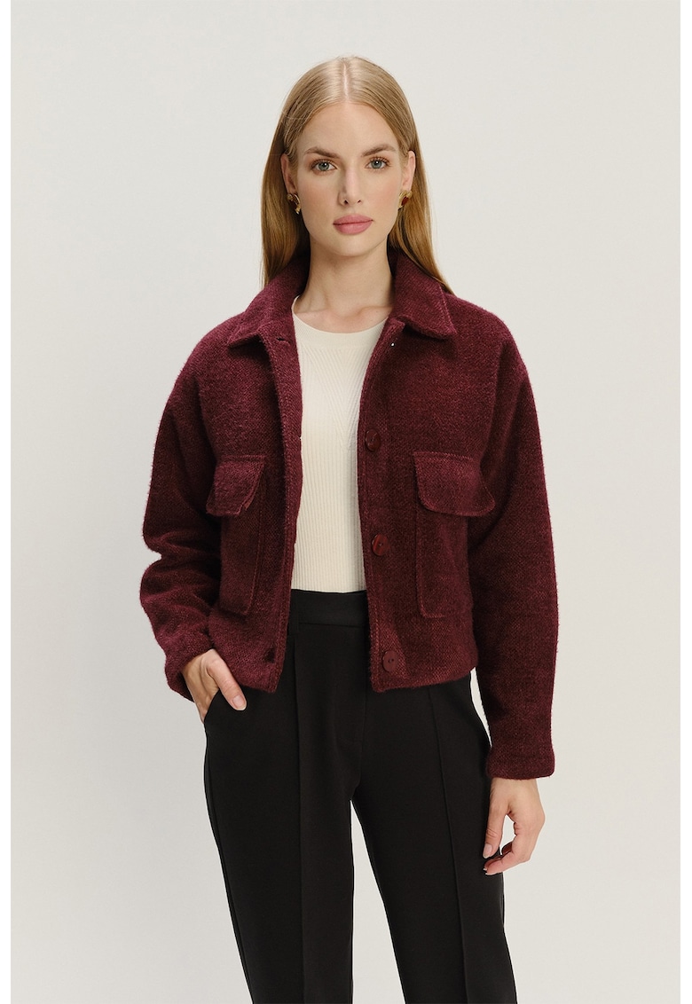 Jacheta din tuid cu buzunare aplicate