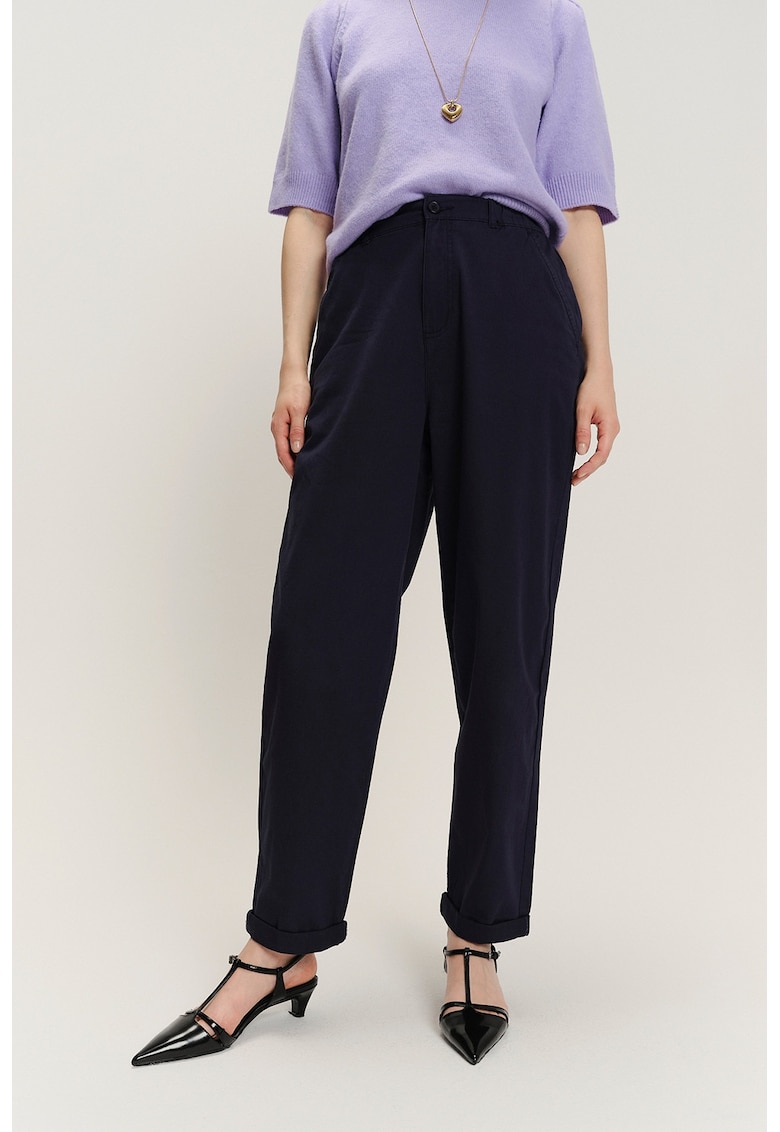 Pantaloni uni din amestec de modal - Albastru ultramarin