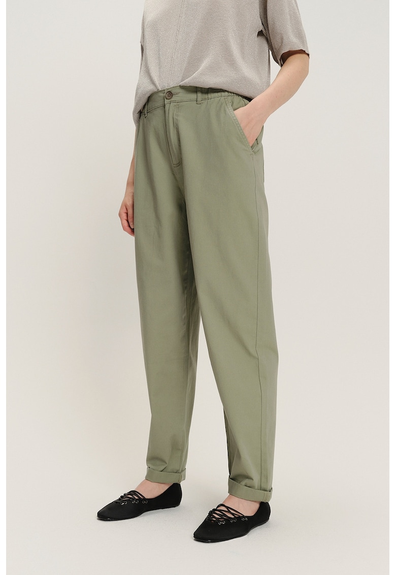Pantaloni uni din amestec de modal - Kaki