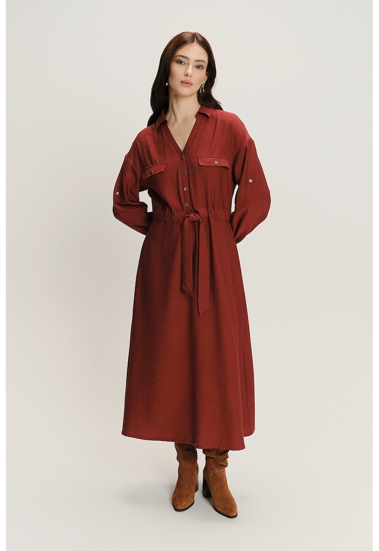 Rochie cu talie ajustabila si maneci lungi