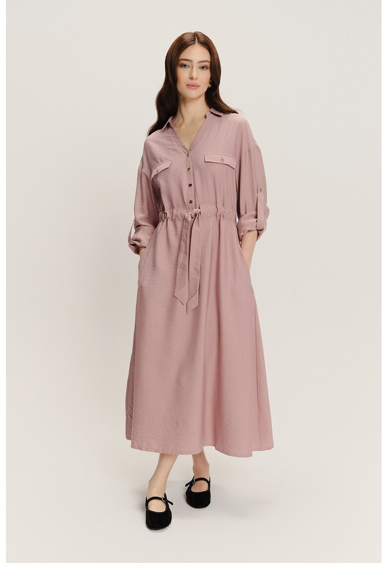 Rochie cu talie ajustabila si maneci lungi