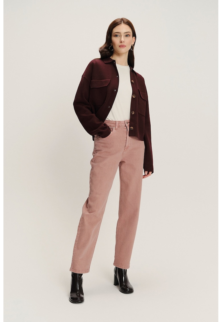 Cardigan lejer din amestec de modal - Visiniu