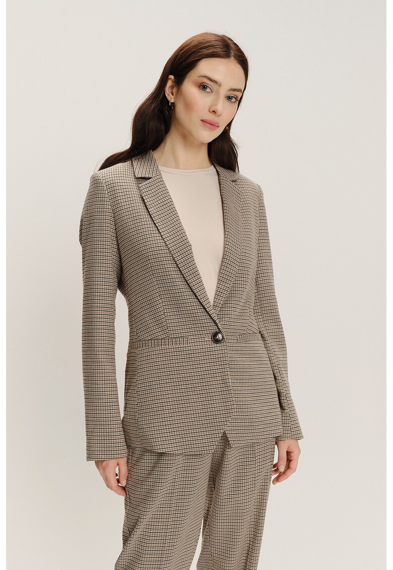 Sacou slim-fit cu model uni - Negru/Bej