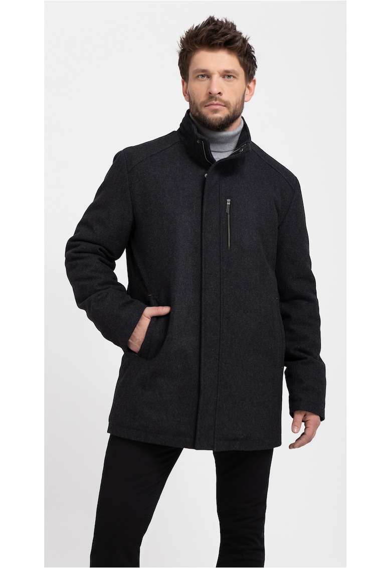 Palton din amestec di lana cu fermoar - barbati - J-Well - grafit