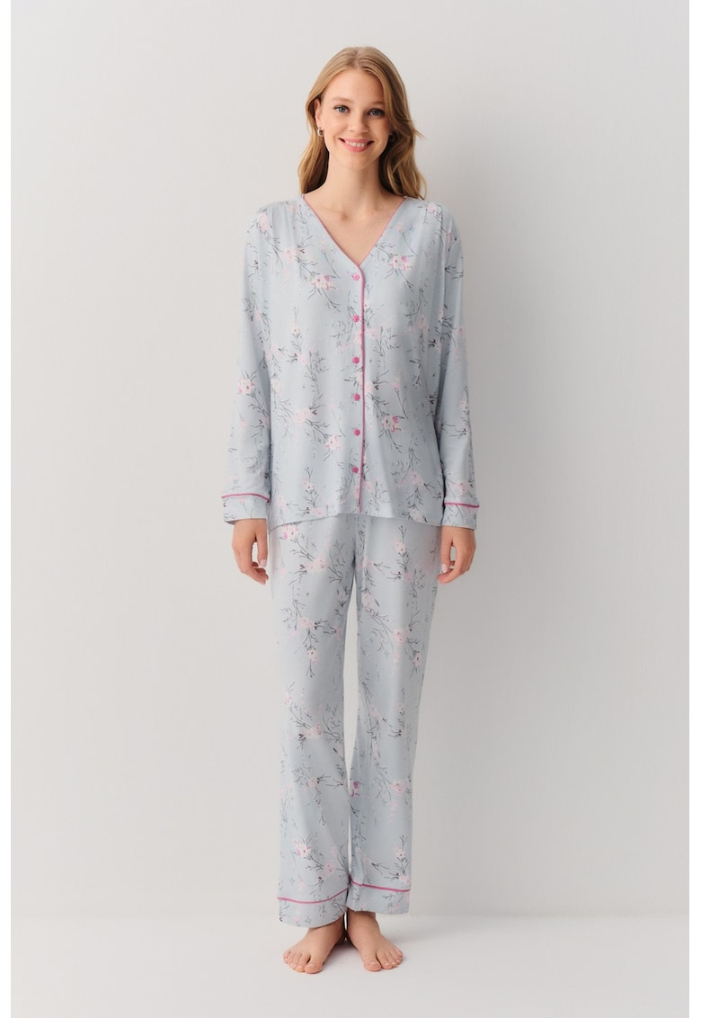 Pijama cu nasturi si imprimeu