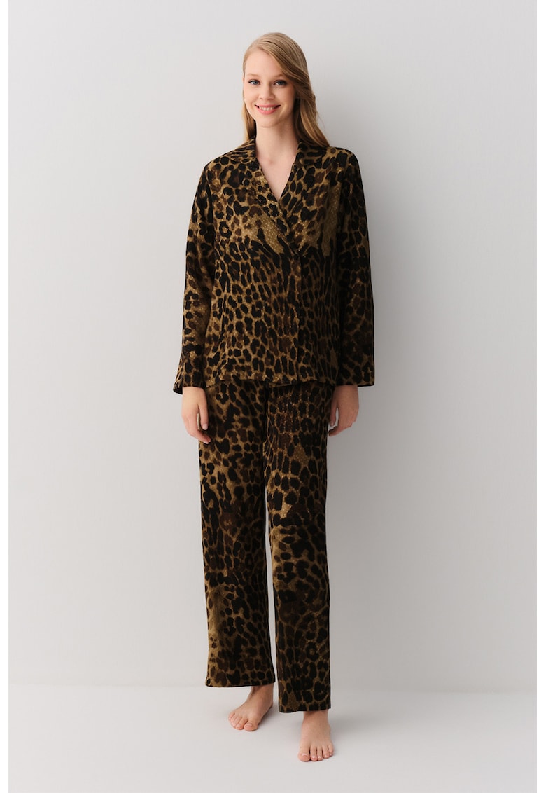 Pijama cu animal print si pantaloni lungi