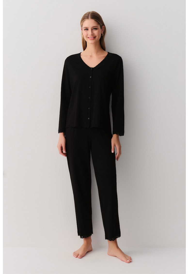 Pijama din amestec de modal cu pantaloni lungi