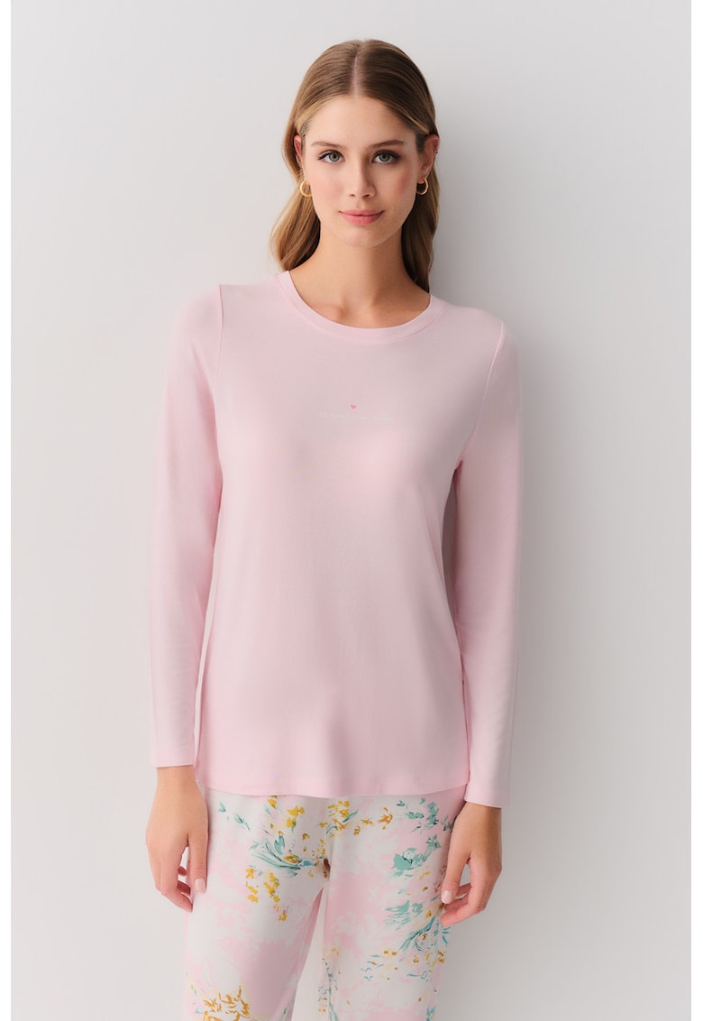 Pijama din amestec de bumbac cu pantaloni lungi