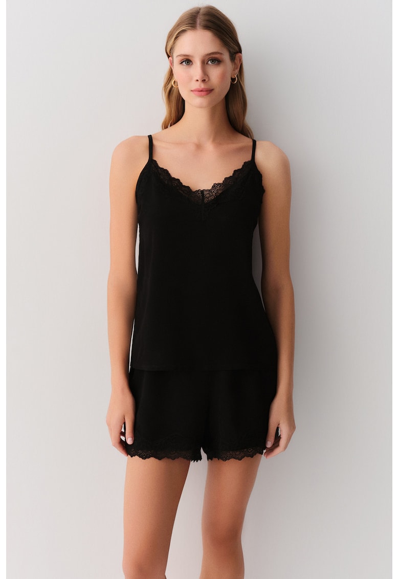 Pijama cu bretele inguste - Negru