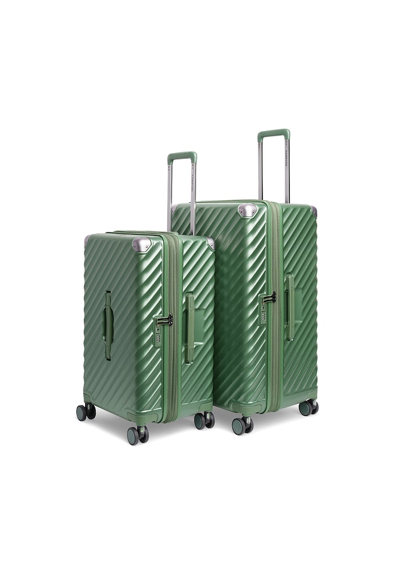 Set trolere extensibile  Trunk - policarbonat - 2 bagaje de cala - cifru TSA - 4 roti cu suspensii - verde