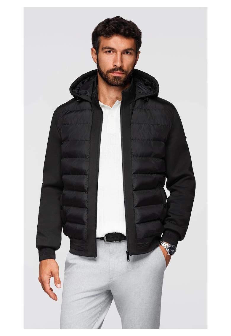 Jacheta bomber matlasata cu gluga si maneci tricotate  OM-JALP-0298