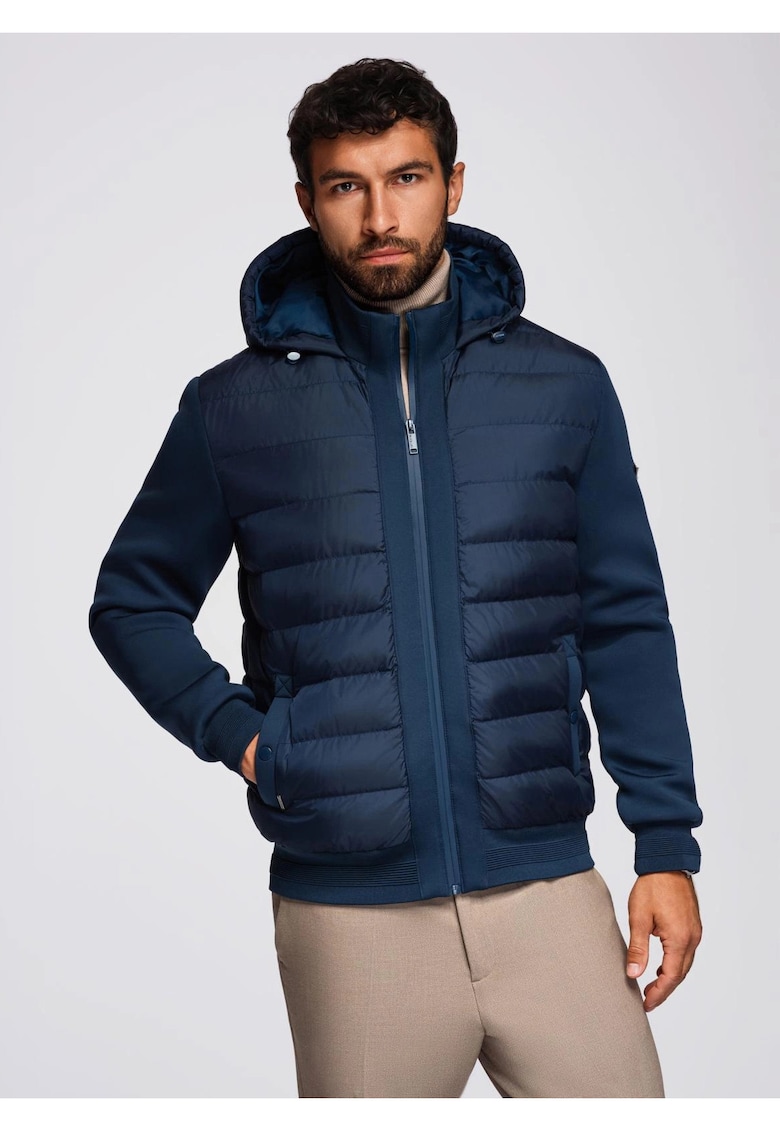 Jacheta bomber matlasata cu gluga si maneci tricotate  OM-JALP-0298