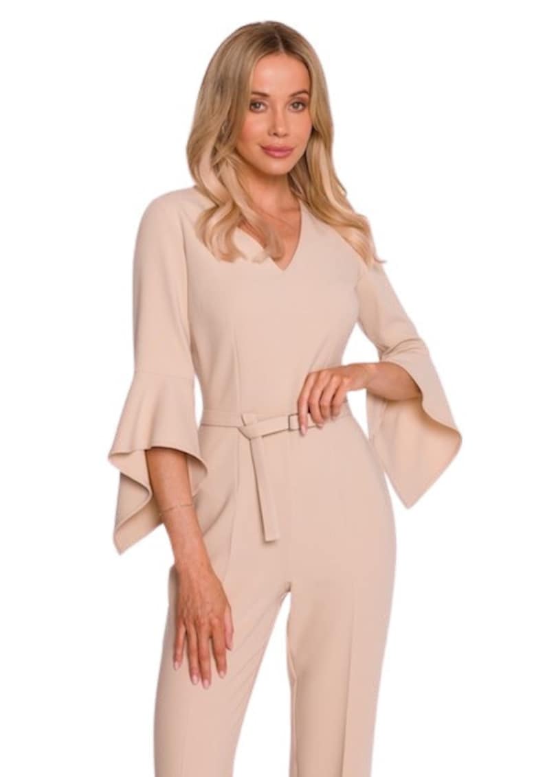 Salopeta - S416 - in V - cu bej - cu eleganta - in