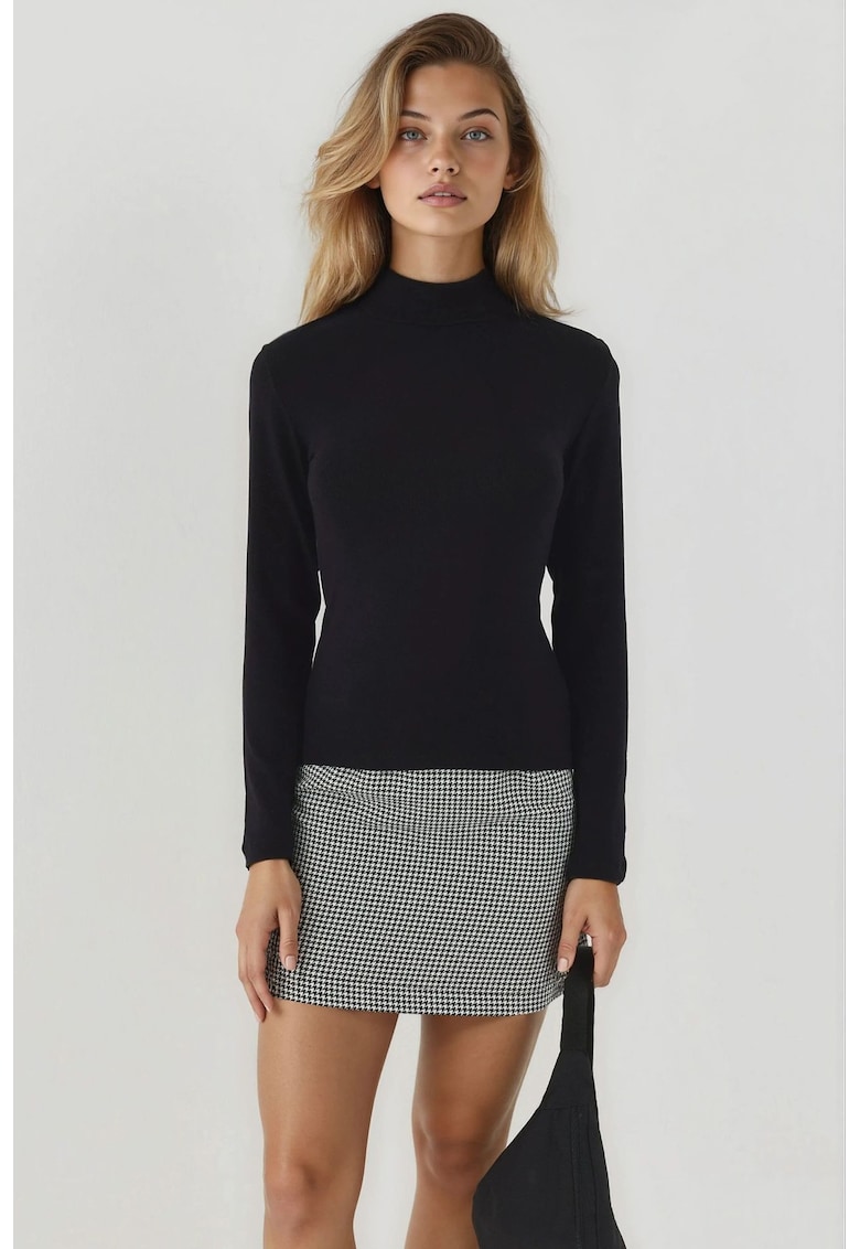 Bluza dama - top tricotat - croiala mulata - negru - jerseu