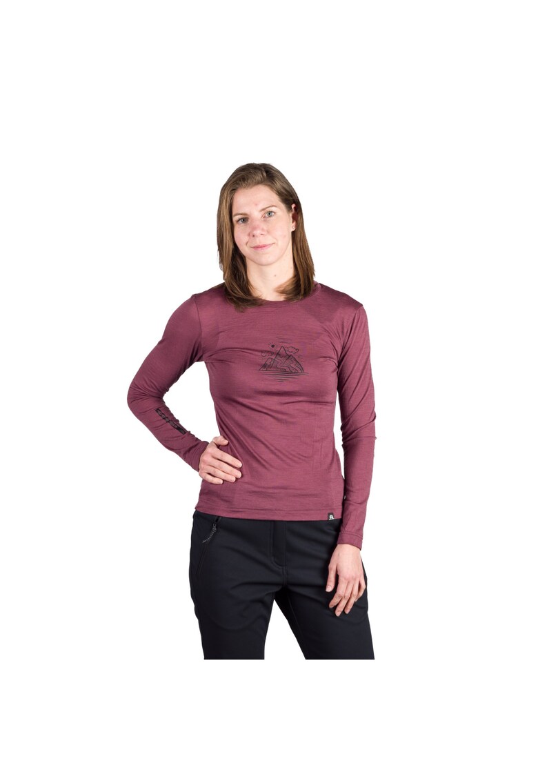 Tricou lana merino dama Aila - Visiniu