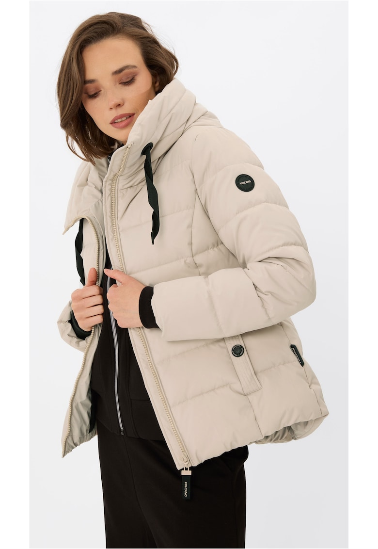 Geaca de iarna matlasata scurte - femei - gluga cu guler inalt - J-Nevis - Bej