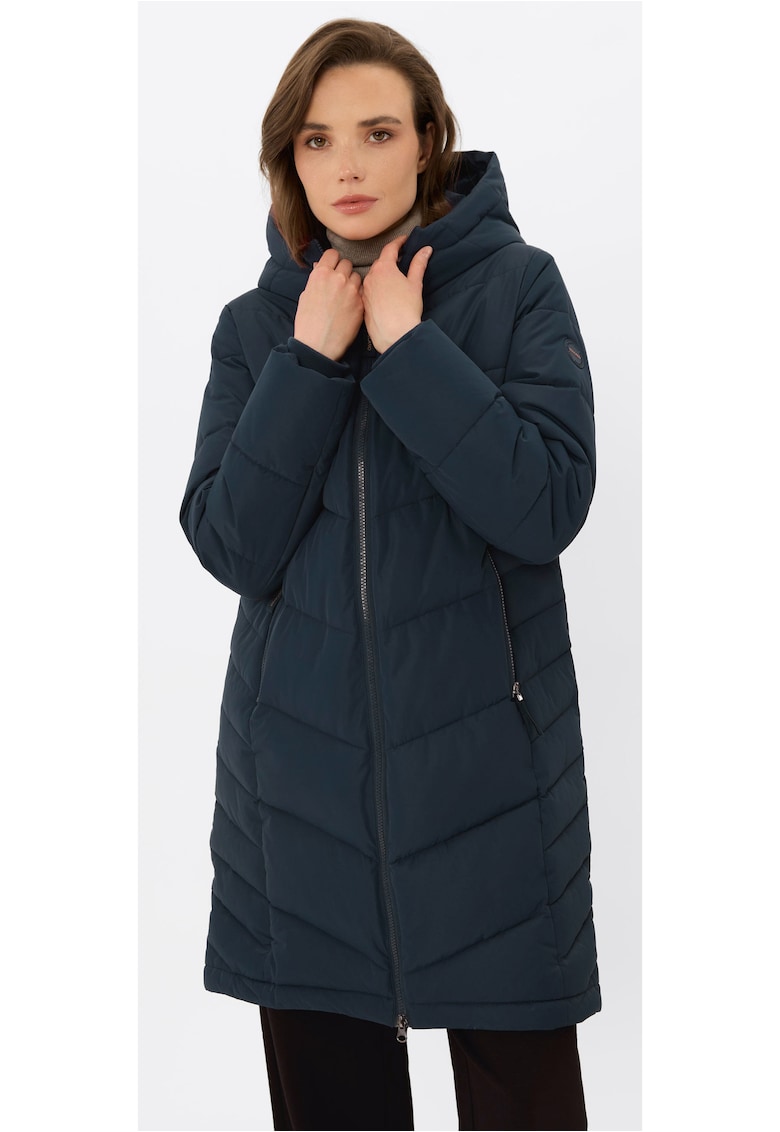 Geacă de iarnă matlasată - glugă - bleumarin