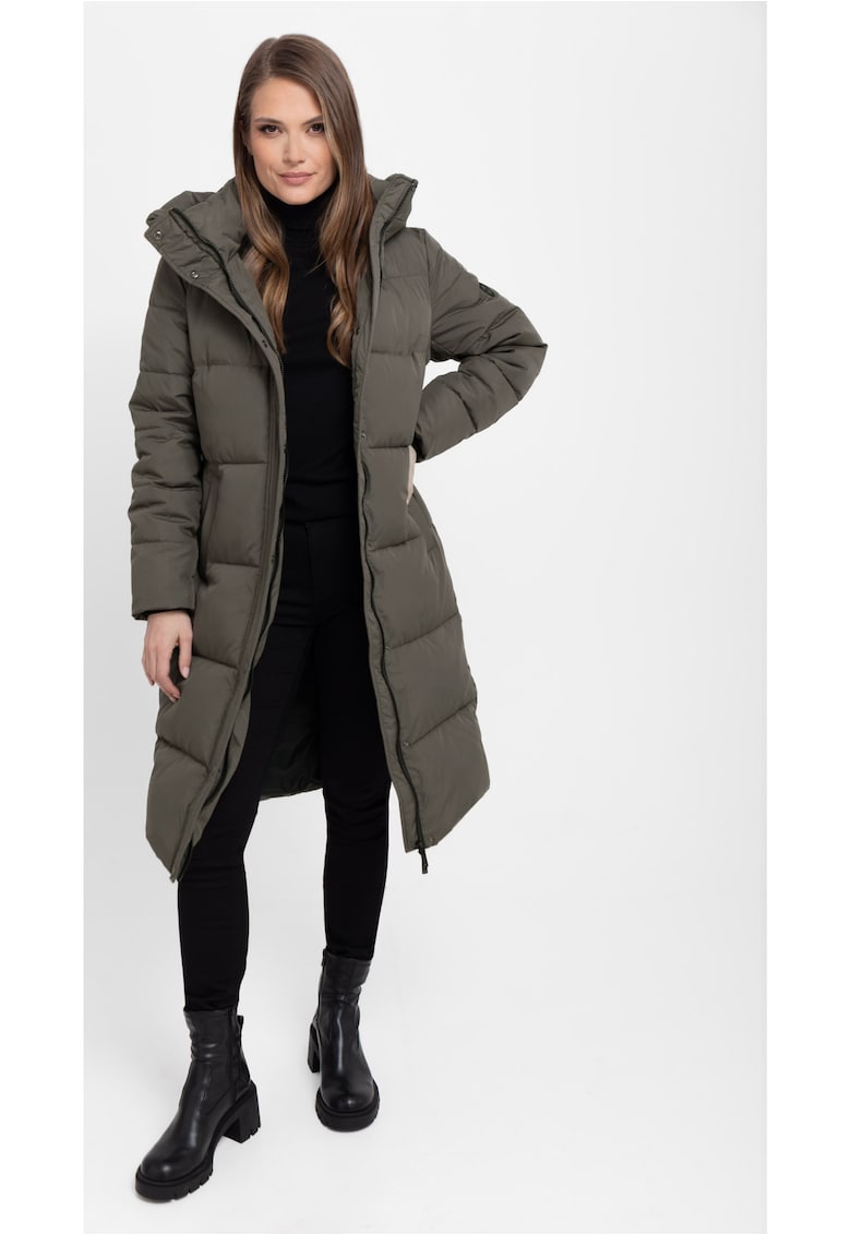 Geacă de iarnă matlasată cu glugă - maro