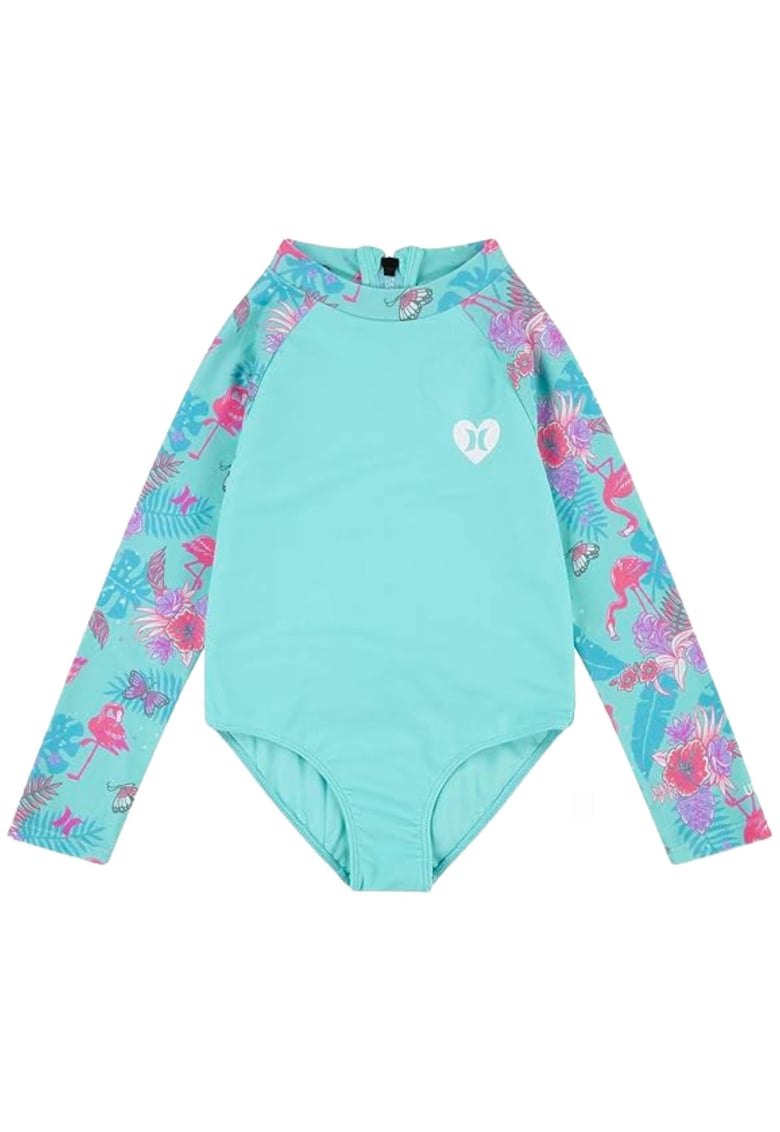 Combinezon de baie cu maneci raglan si volane -