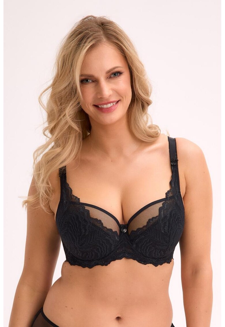 Sutien balconette cu insertii de tul si dantela Isla