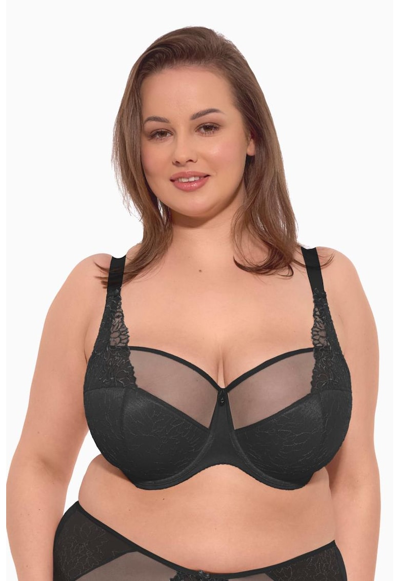 Sutien semi-captusit Maja cu dantela aplicata si bretele ajustabile