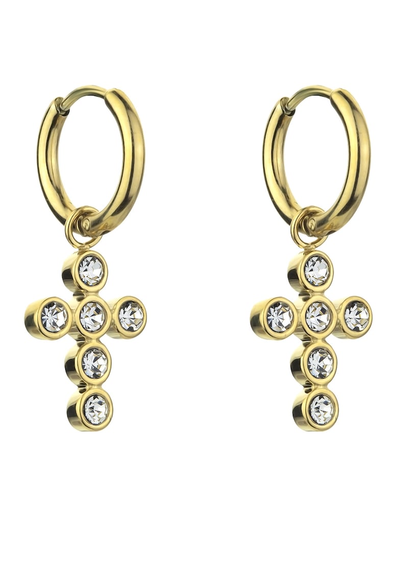 Cercei placati cu aur de 18K si decorati cu pietre zirconia