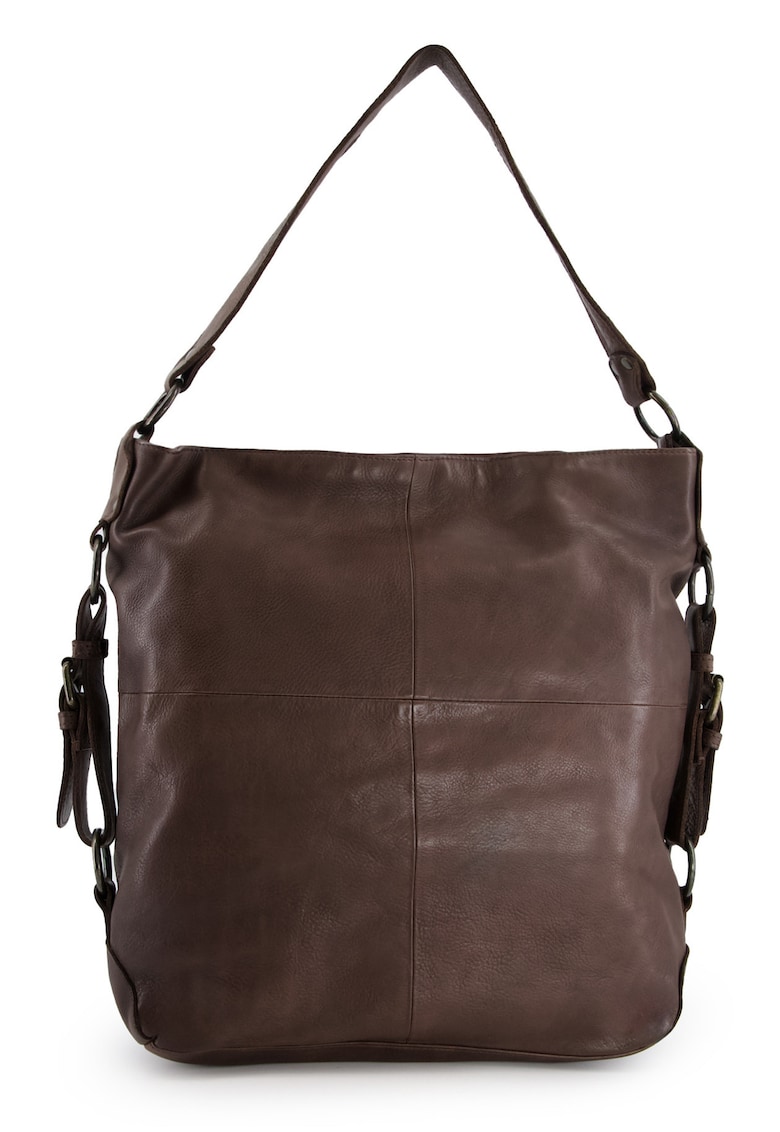 Geanta de umar din piele naturala - maro - 36x38x11cm - cu 3 buzunare interioare - manere de 56cm