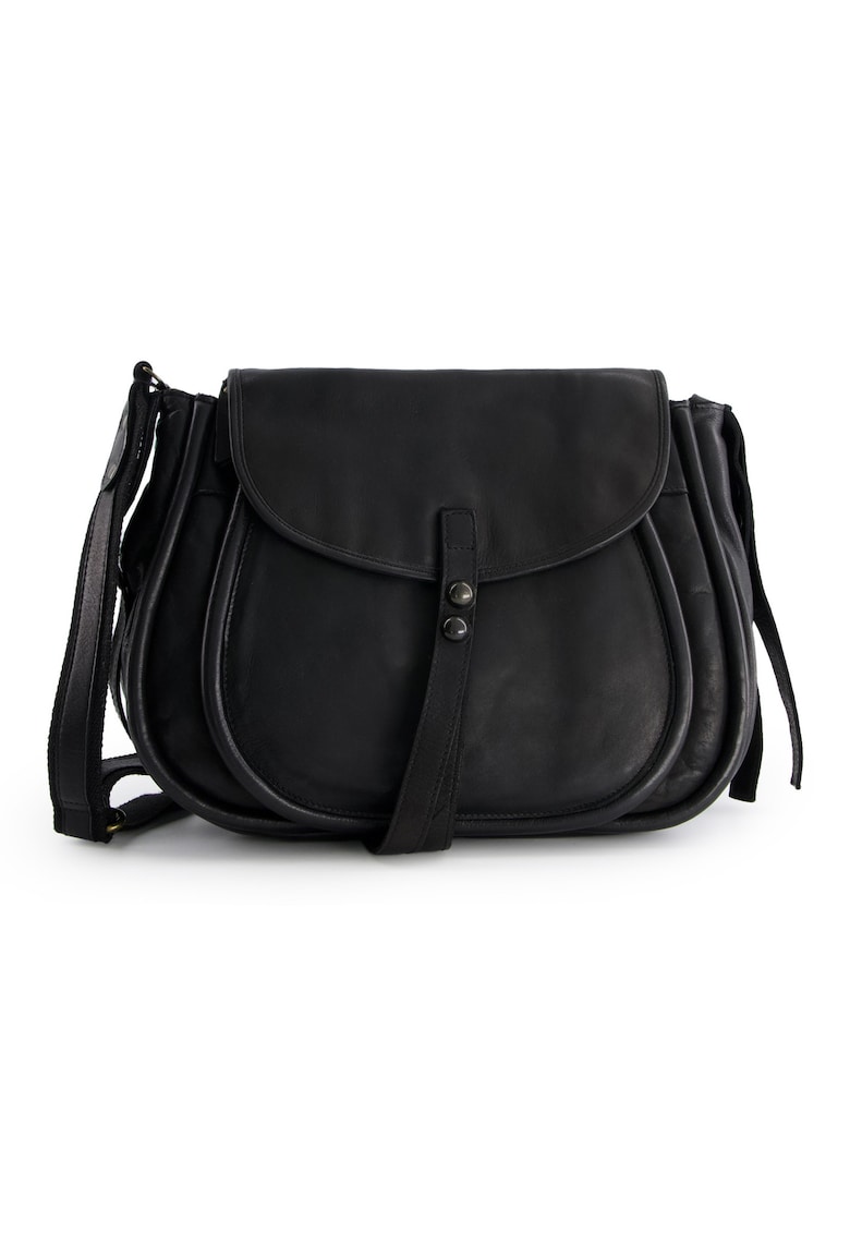 Geanta dama crossbody - piele naturala - neagra - 34x24x10cm - 2 buzunare interioare - 2 buzunare exterioare - curea reglabila max 165cm