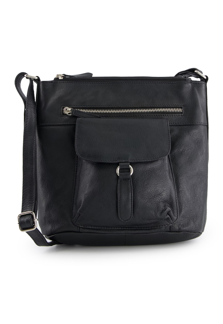 Geanta messenger din piele cu buzunare multiple